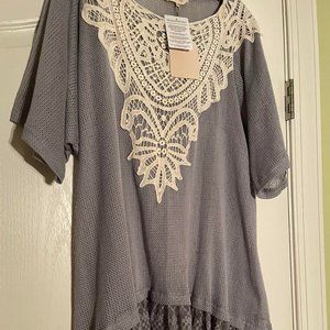 RYU Gray Tunic Top Sz XL NWT